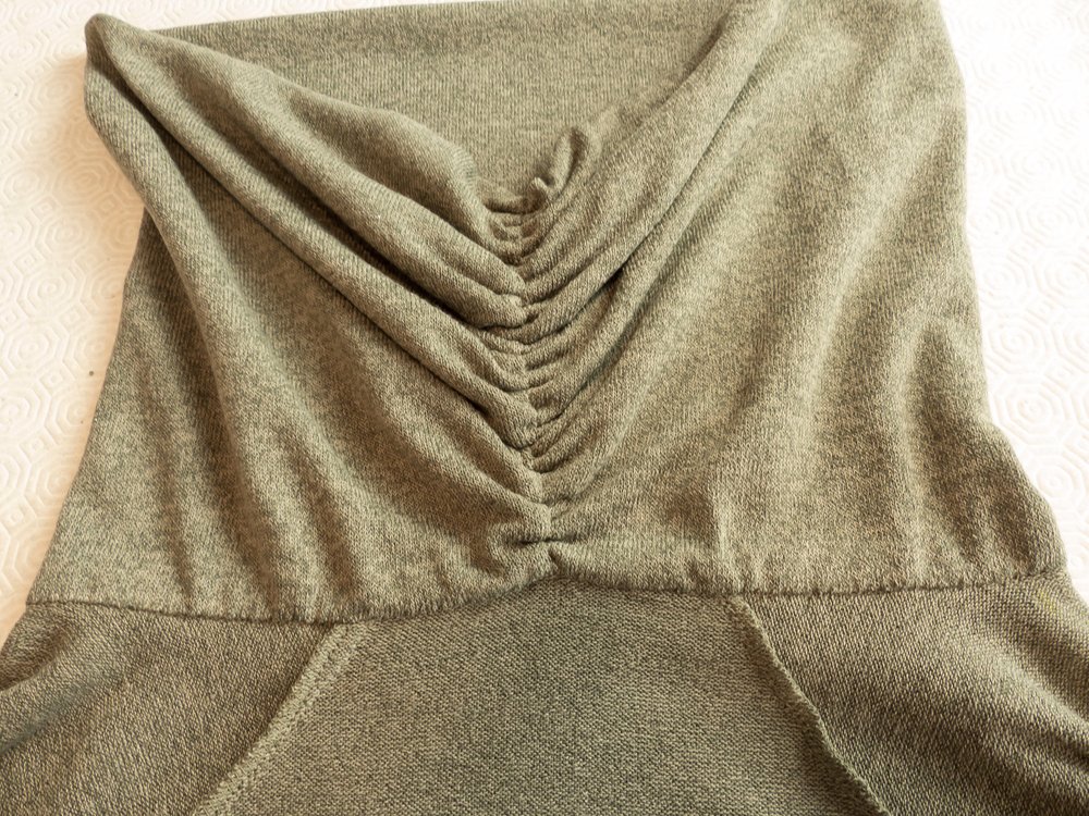 Back neck detail of Burda 104 08/17 draped collar sweater