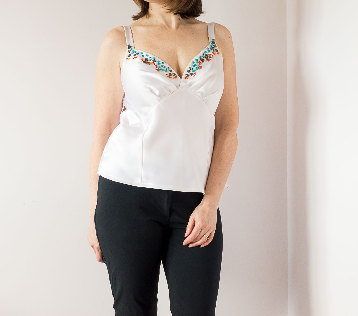 DIY Satin Camisole With Beading Detail
