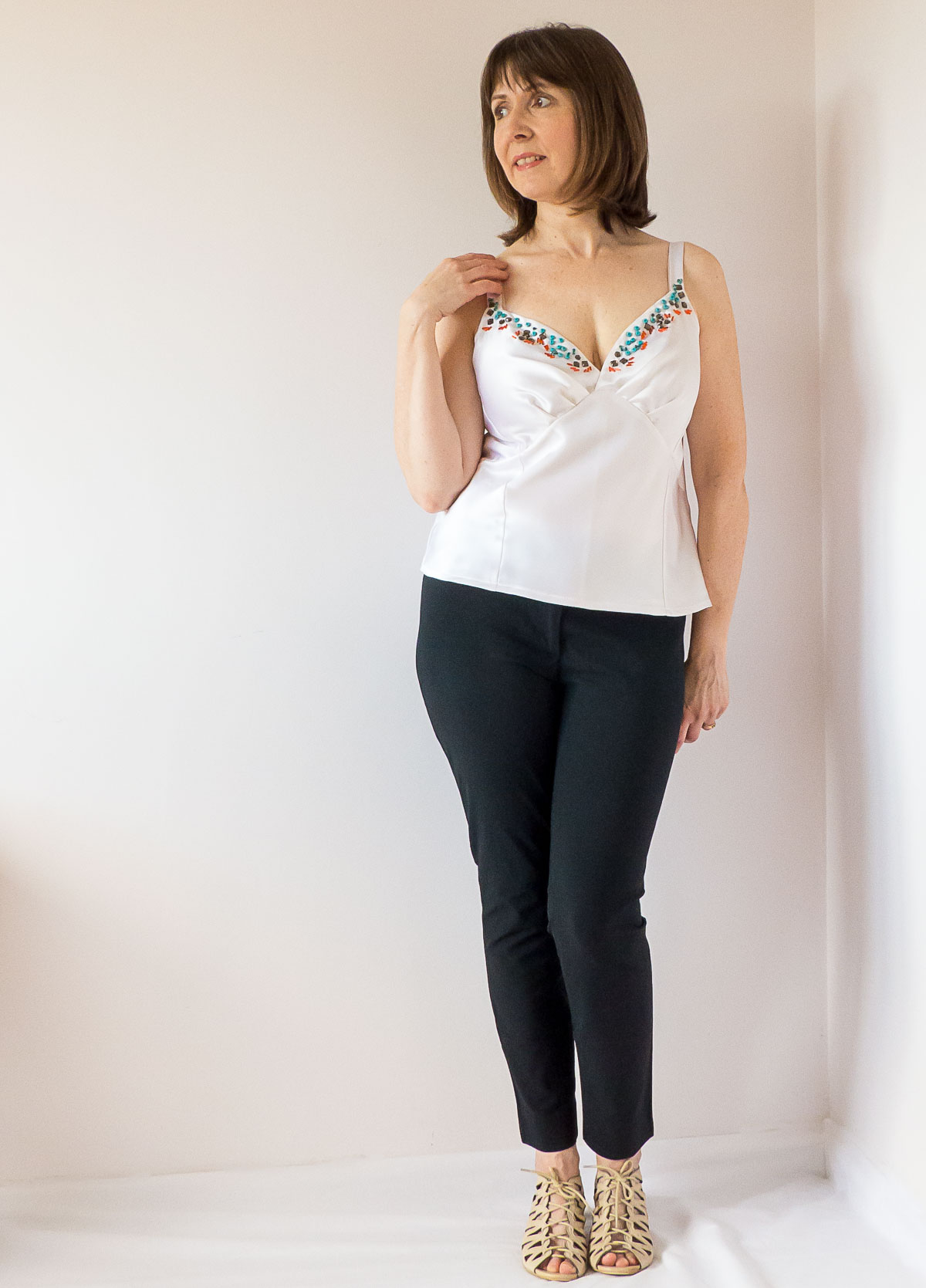 DIY Satin Camisole With Beading Detail