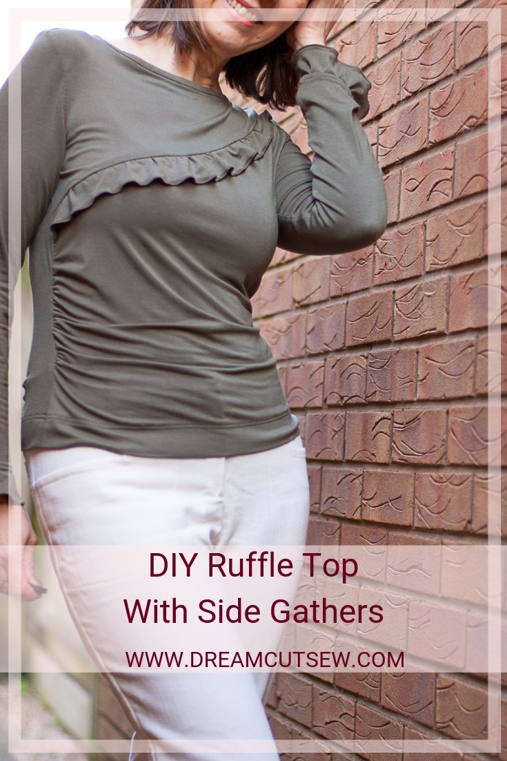 DIY ruffle top with side gathers