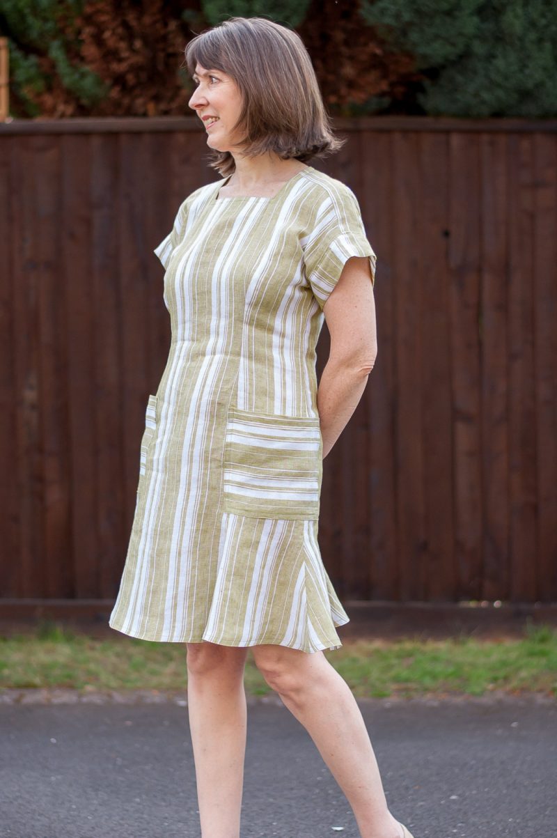 Green And White Striped Linen Summer Dress Dream. Cut. Sew