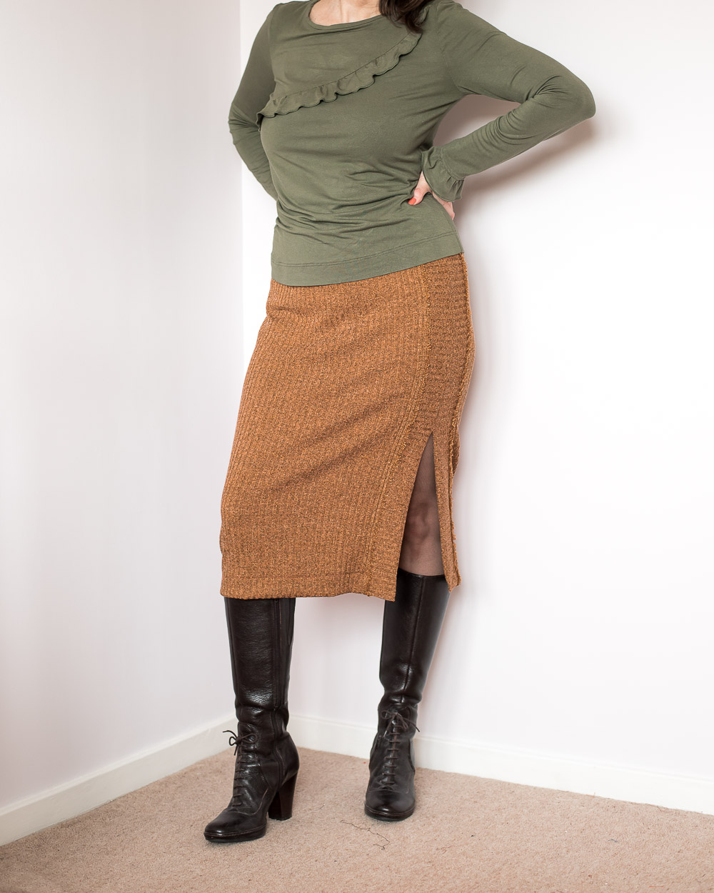 DIY Ribbed Knit Midi Skirt