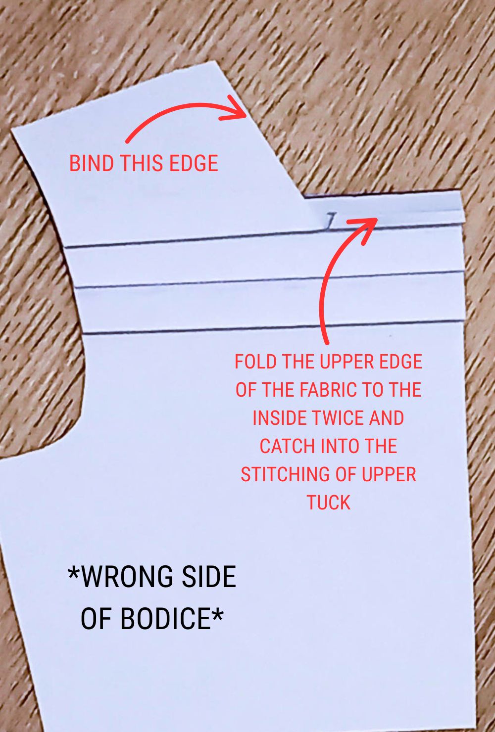 creating upper bodice tucks-5