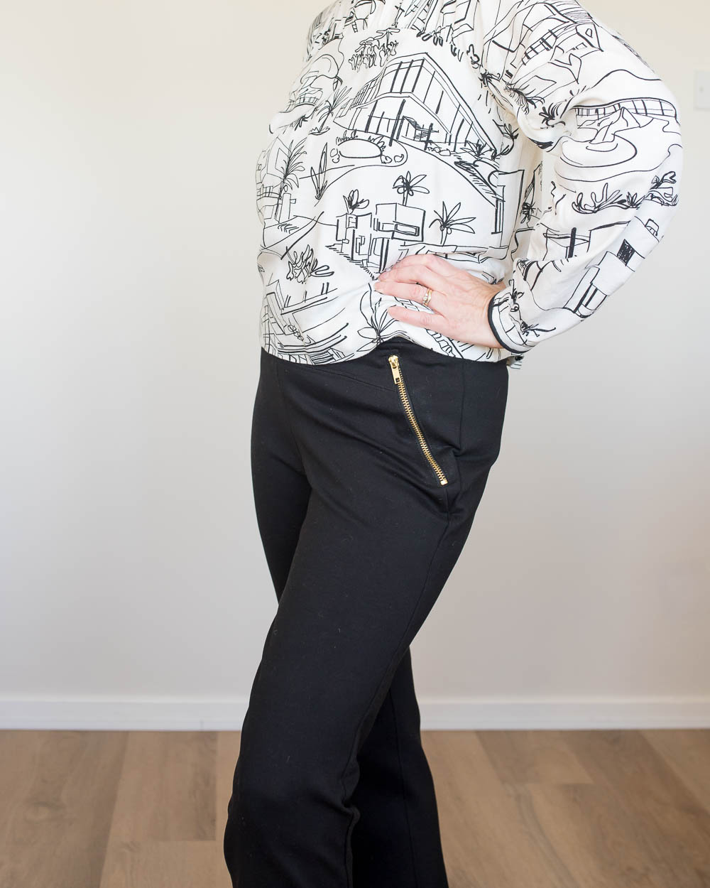 Zip Detail Black Pants