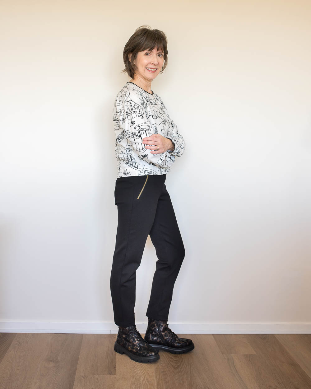 Zip Detail Black Pants