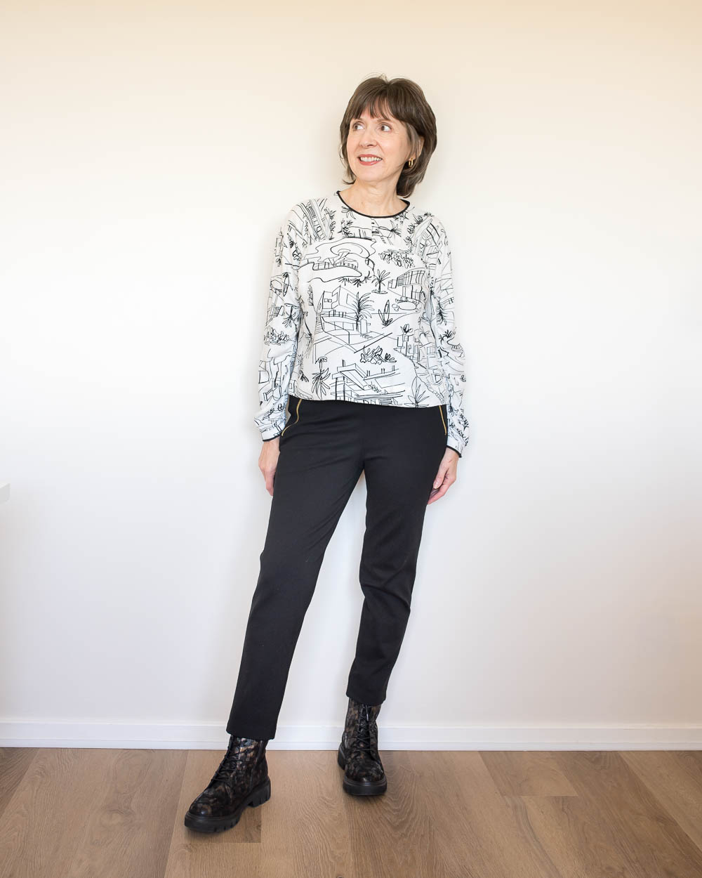 Zip Detail Black Pants