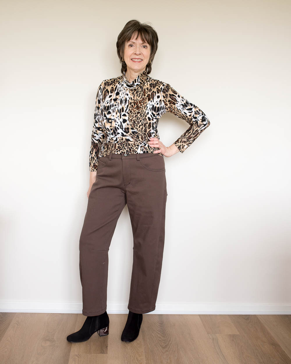 Chocolate Brown Barrel-Leg Jeans