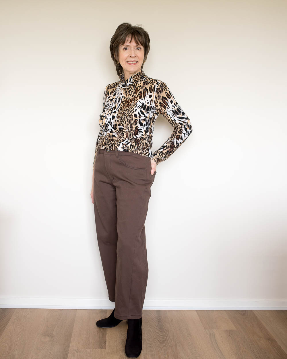 Chocolate Brown Barrel-Leg Jeans