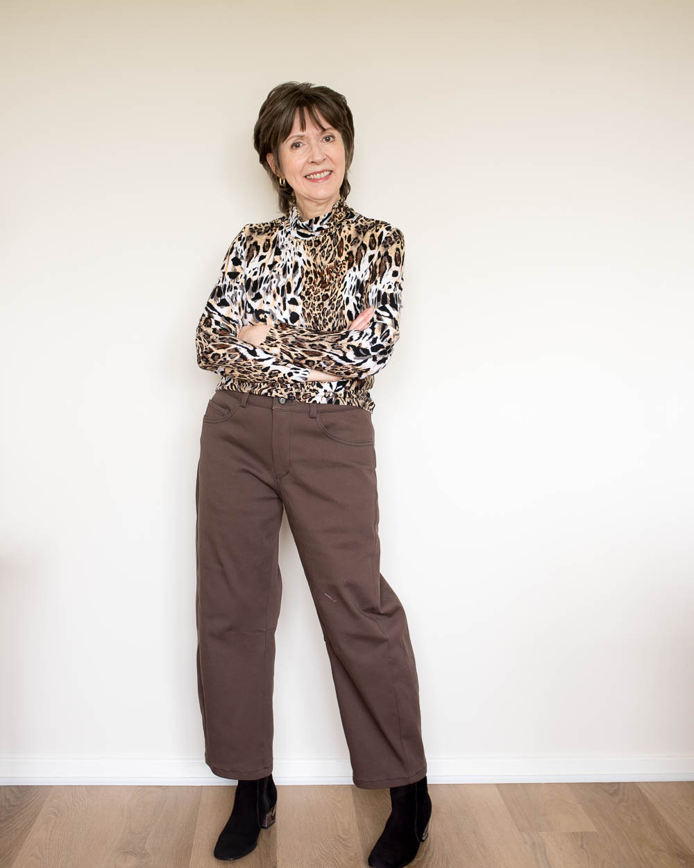 Chocolate Brown Barrel-Leg Jeans