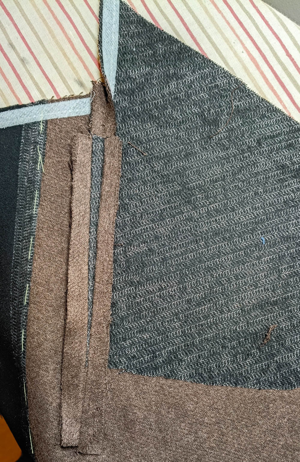 Dart detail inside wrap coat