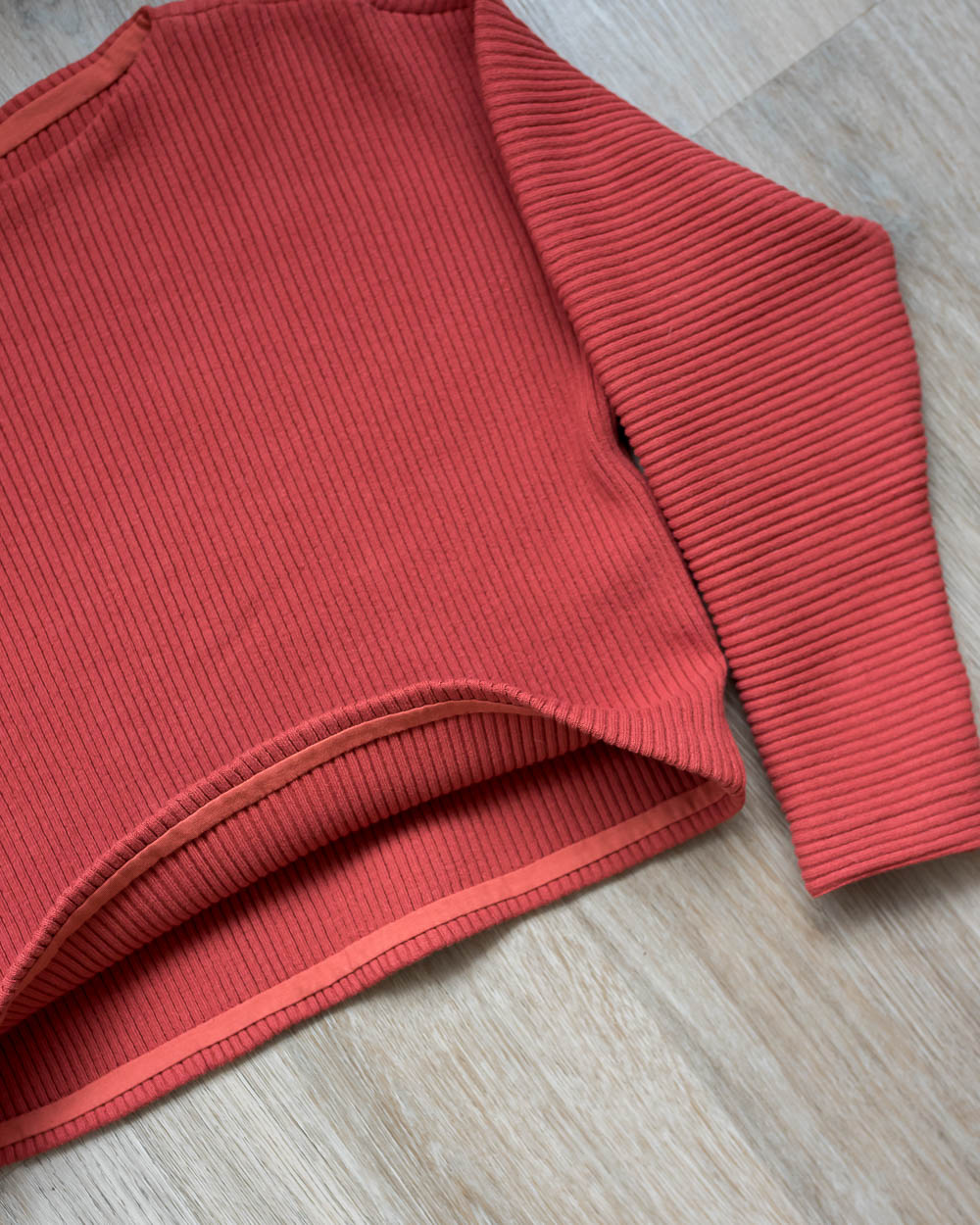 Rib sweater hem close-up